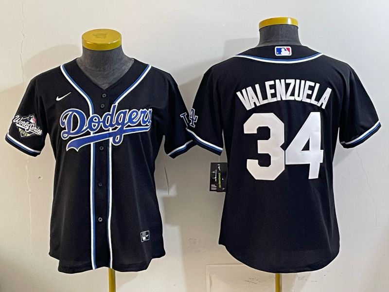 Women Nike 2026 Los Angeles Dodgers #34 Valenzuela Black Game MLB Jersey 02